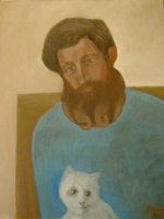 А. Визиряко. Портрет с кошкой. 2001 г.