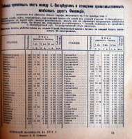 Таблица тарифов 1911 г. из "Всеобщего календаря"