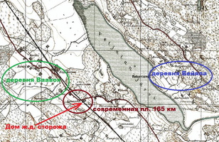 map 165km: Район современного остановочного пункта 165 км на довоенной финской топографической карте