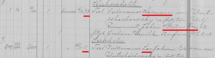 Список жителей. В 8 парцелле Герман и Стремстен, в 9 - Лев 1914