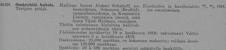 АО Аалтола 1919 основание